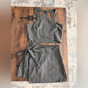 Elegant Gray Women's Skirt Set